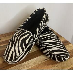 M GEMI The Felize Women’s 36 1/2 Zebra Calf Hair driving moccasin Loafers Shoes